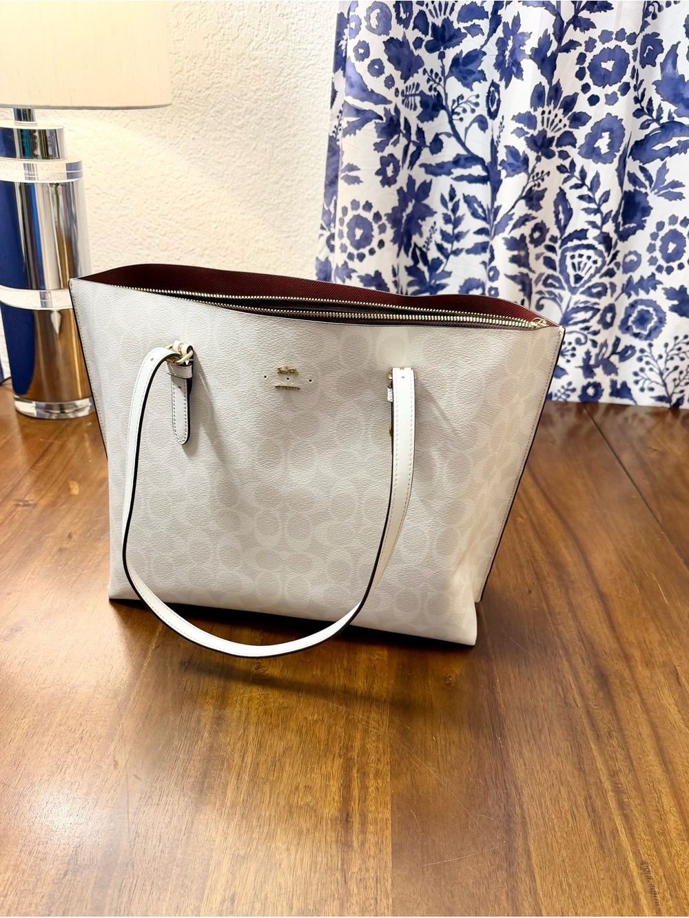 Coach Light Chalk Signature Tote